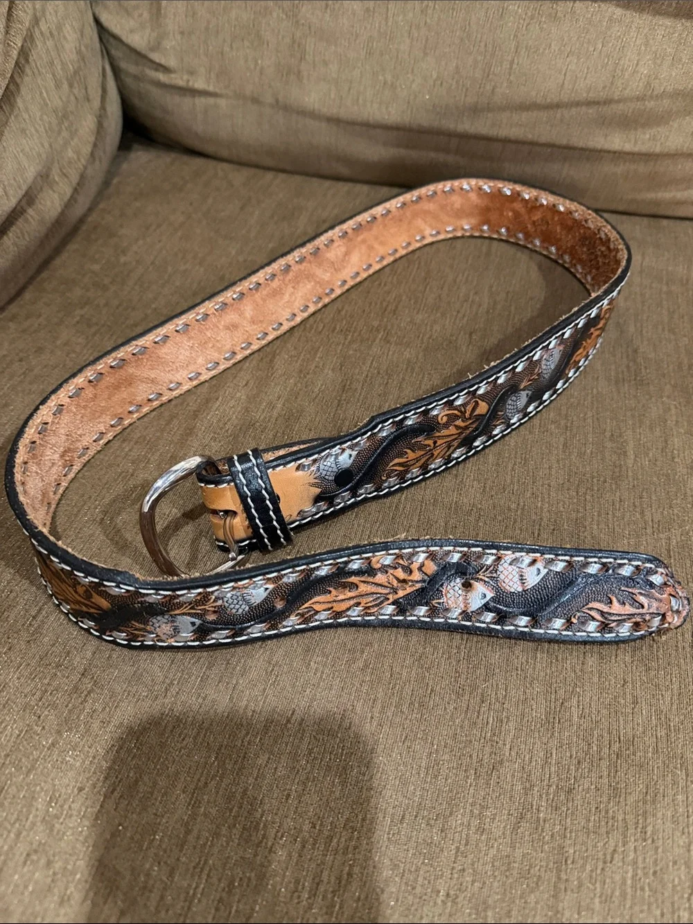 Brush Creek Western Belt - Leather Belt with Decorative Stitching